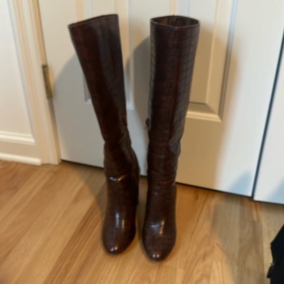 Brown snakeskin boots with heel size 10 - Picture 1 of 5